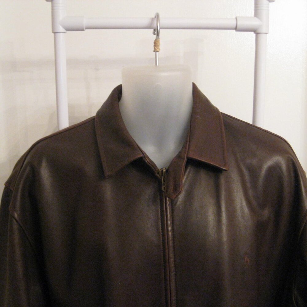 Vintage Ralph Lauren Polo Lambskin Men’s Leather Jacket Brown Size Large - Picture 4 of 11